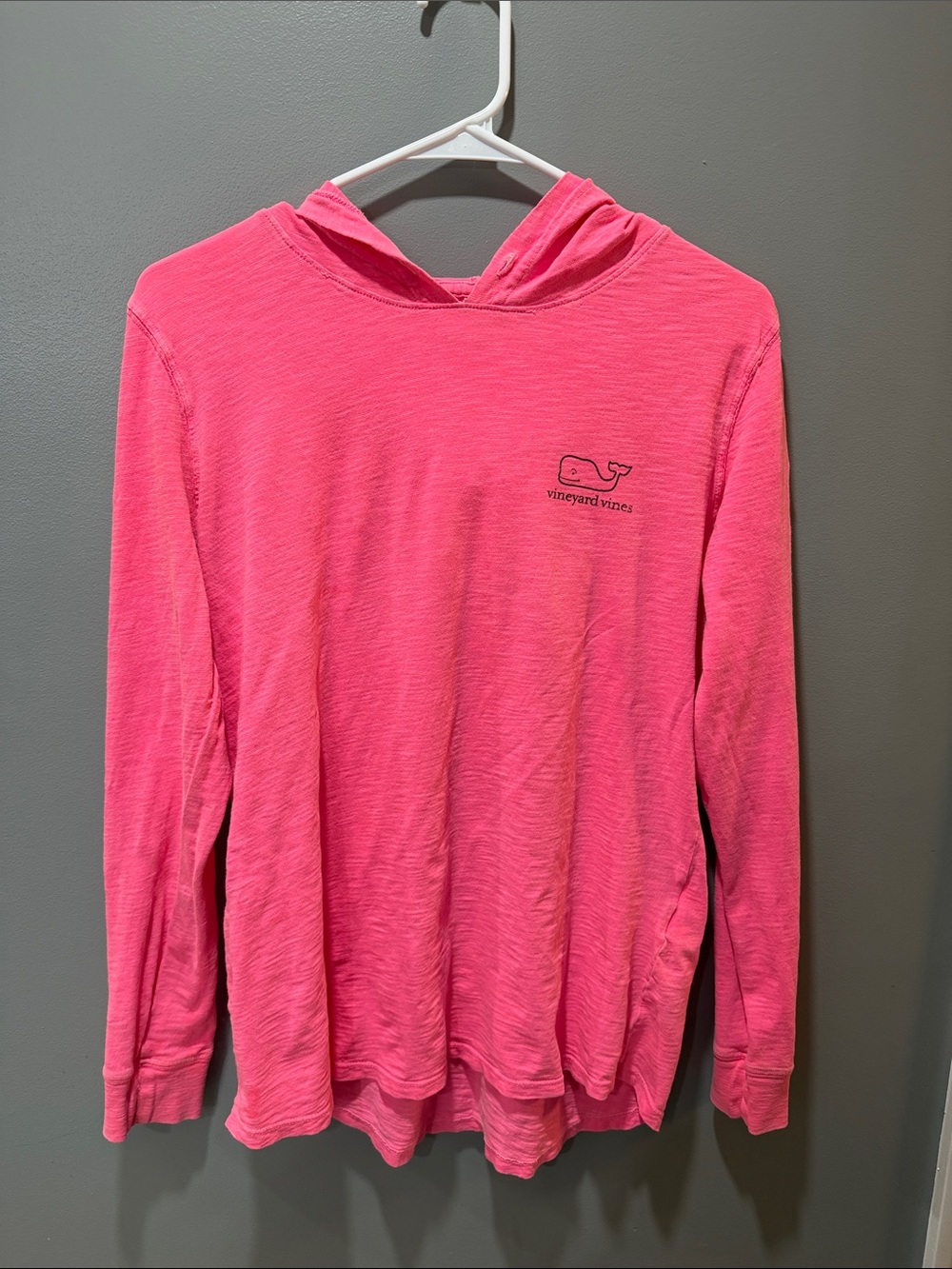 Vineyard Vines Hot Pink Hooded Long Sleeve Tee Shirt Style Pullover